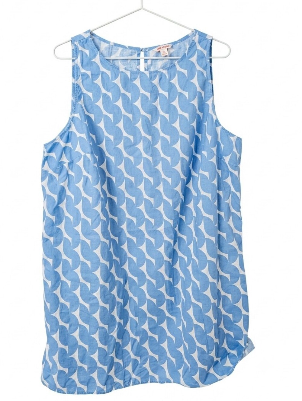 Blue & White Geometric Shift Dress 36" (Size 1X)